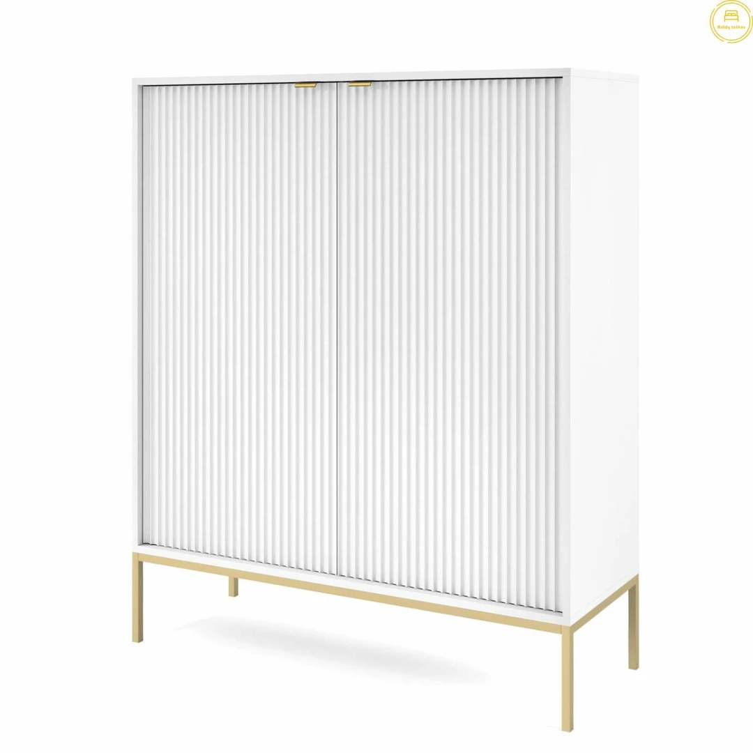 Modernus minimalistinis baldas su auksinėmis kojelėmis