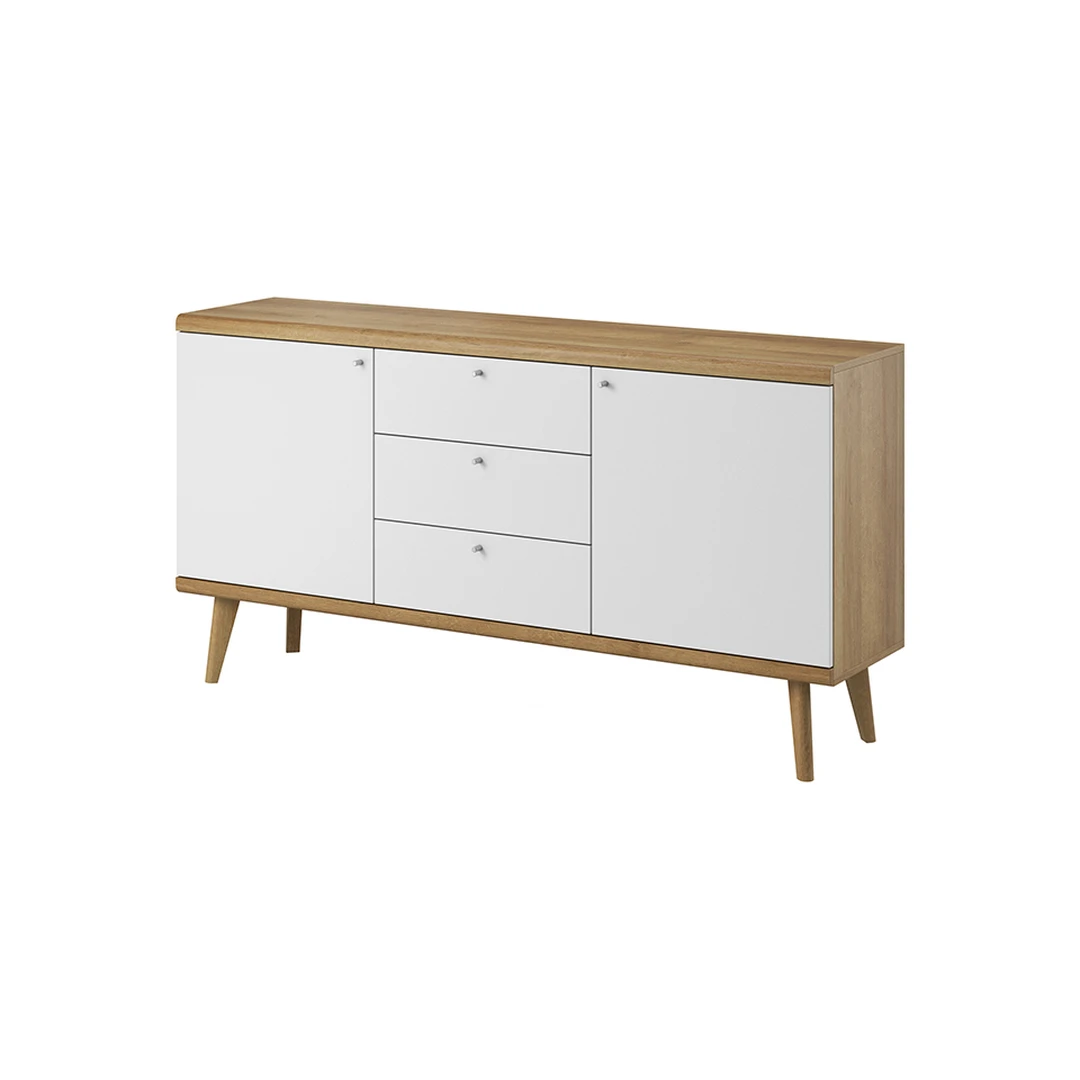 Moderni komoda su ąžuolo ir baltos spalvos deriniu