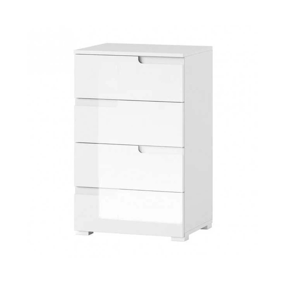 Modernus balto spintelė su ištraukamais stalčiais