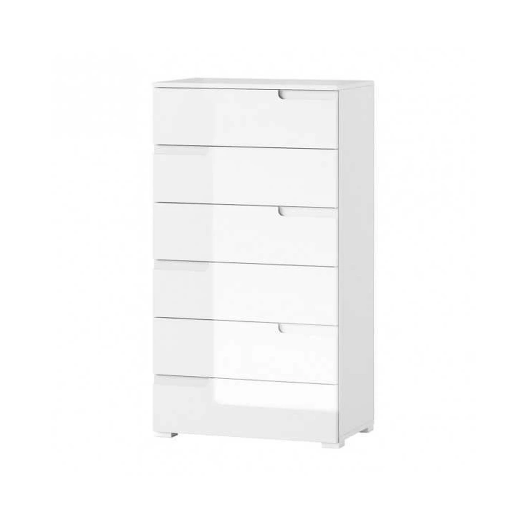 Balta matinė spintelė su ištraukiamais stalčiais