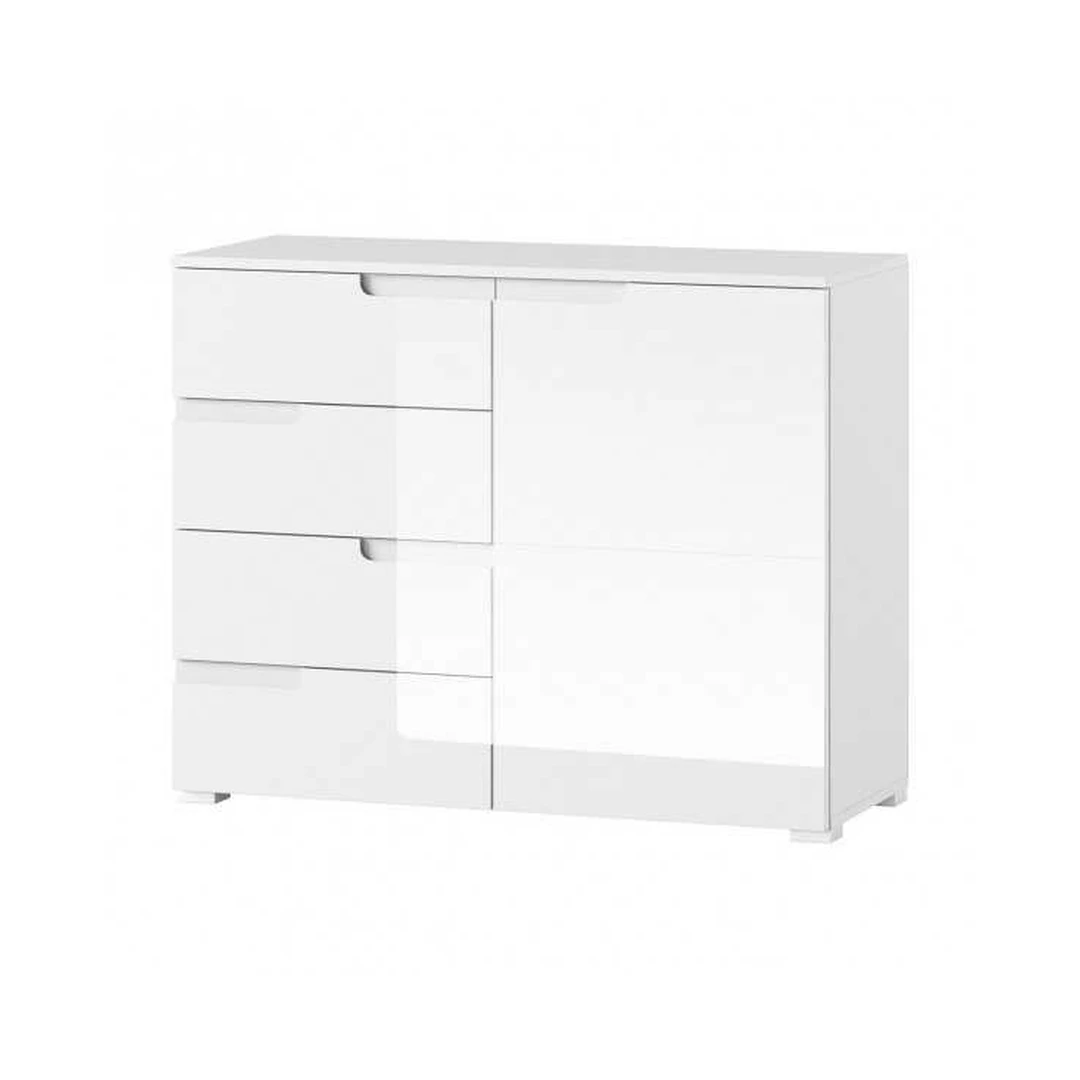 Moderni balta spintelė su pasukamomis durimis ir stalčiais