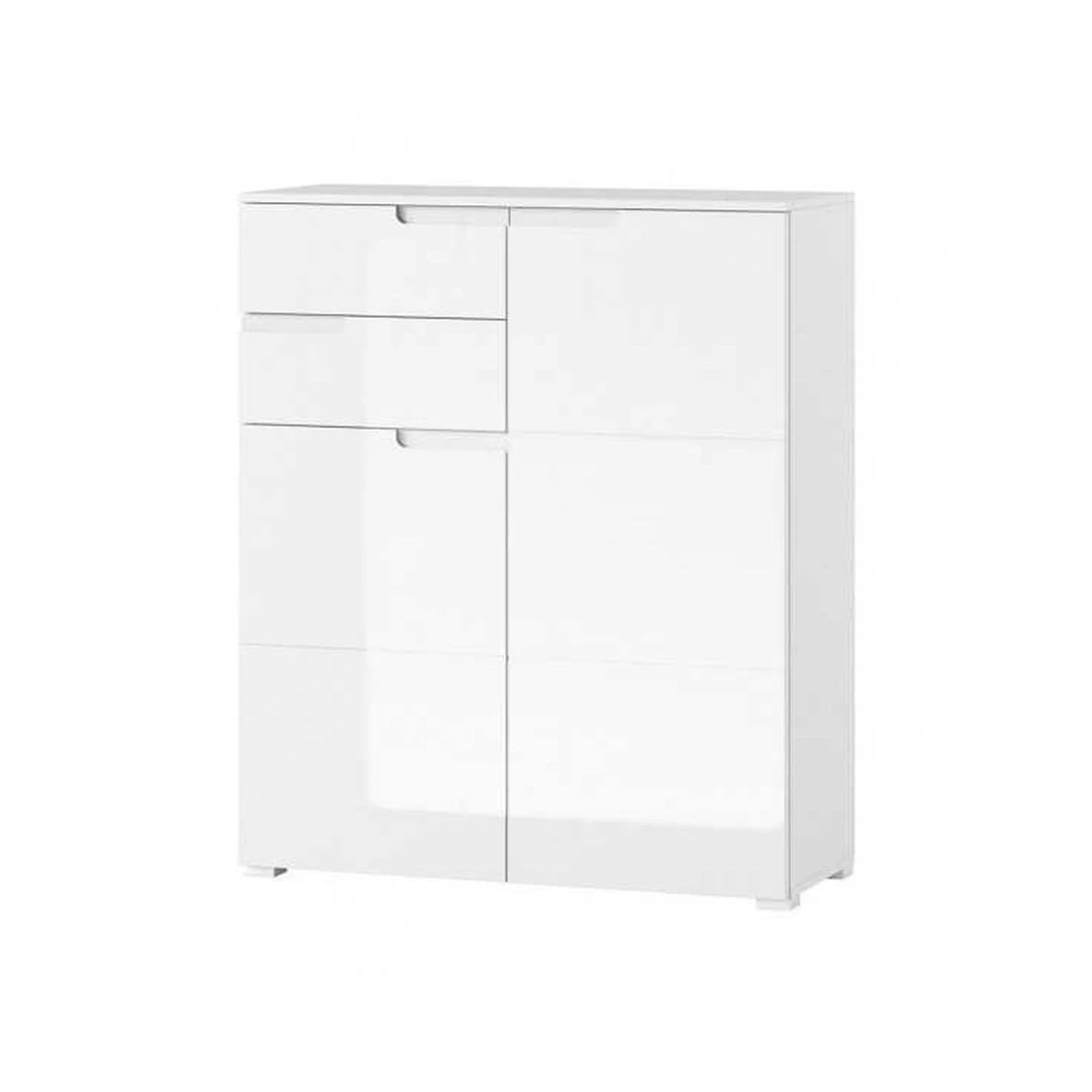 Moderni balta spintelė su pasukamomis durimis ir stalčiais