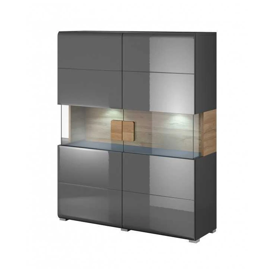 Moderni spinta su LED apšvietimu – antracitas ir ąžuolas