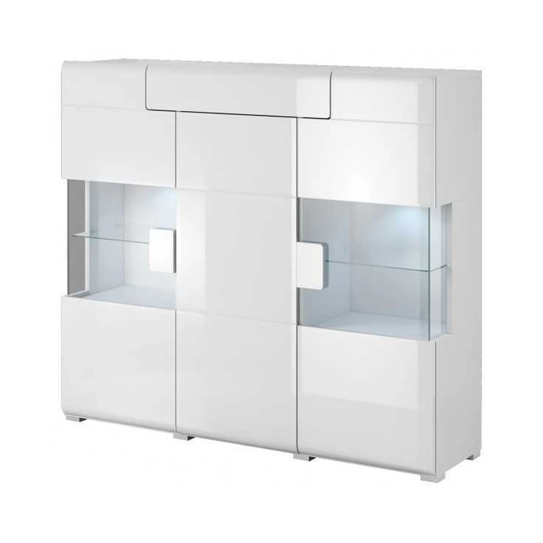 Šiuolaikiška 3 durų spinta su atidarymu paliečiant