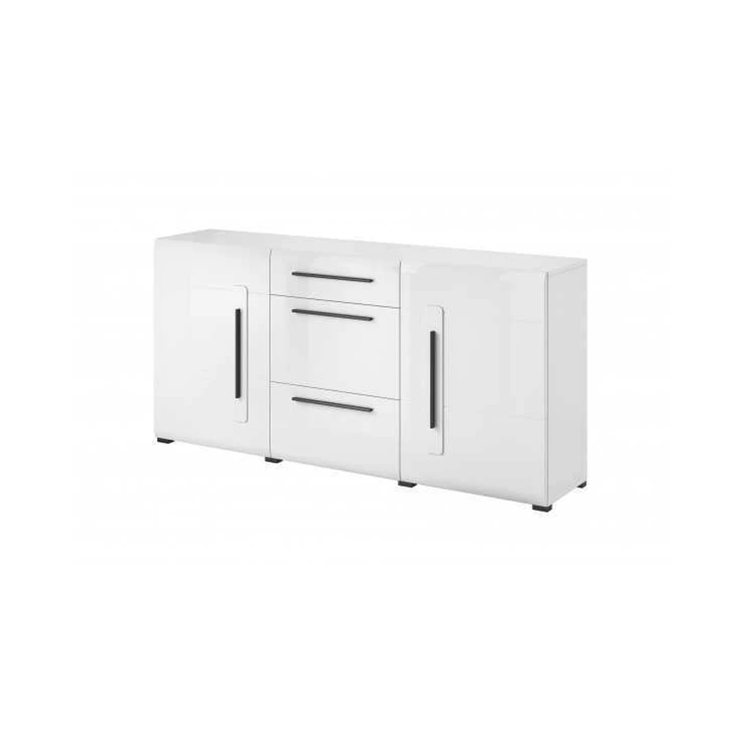 Modernus baltas spintas su 2 durimis ir 3 stalčiais