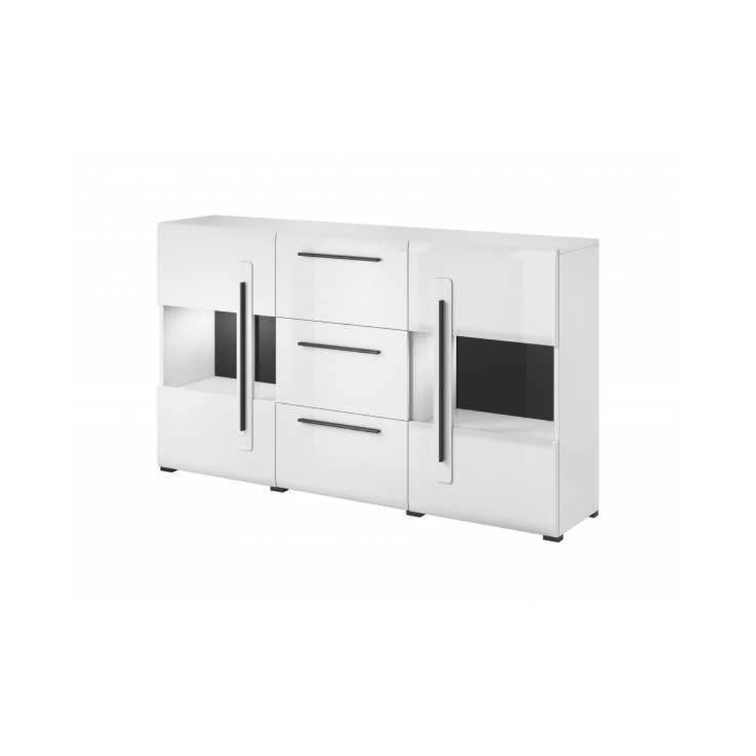 Modernus baltas spintas su 2 durimis ir 3 stalčiais