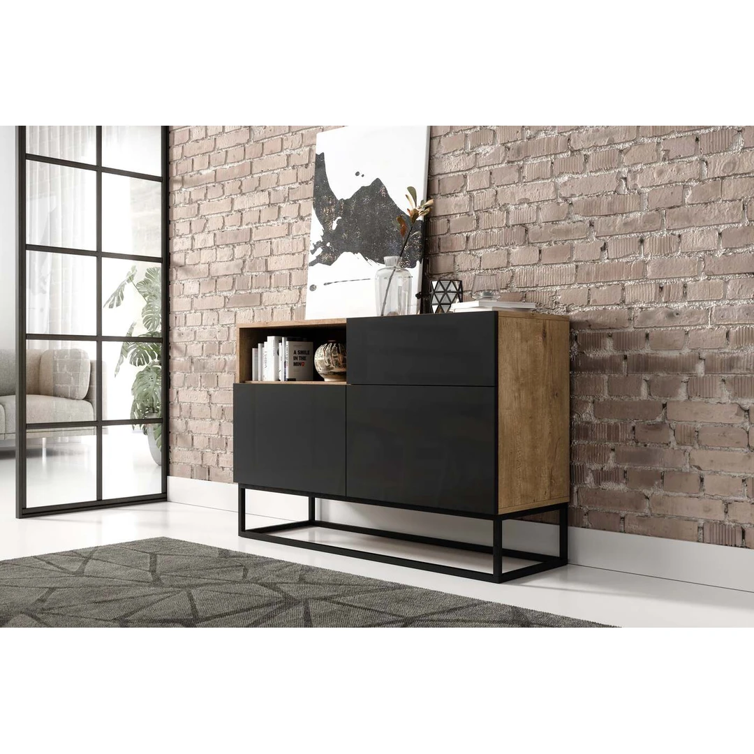 Elegantiška komoda EL9396 su stalčiais ir lentynomis