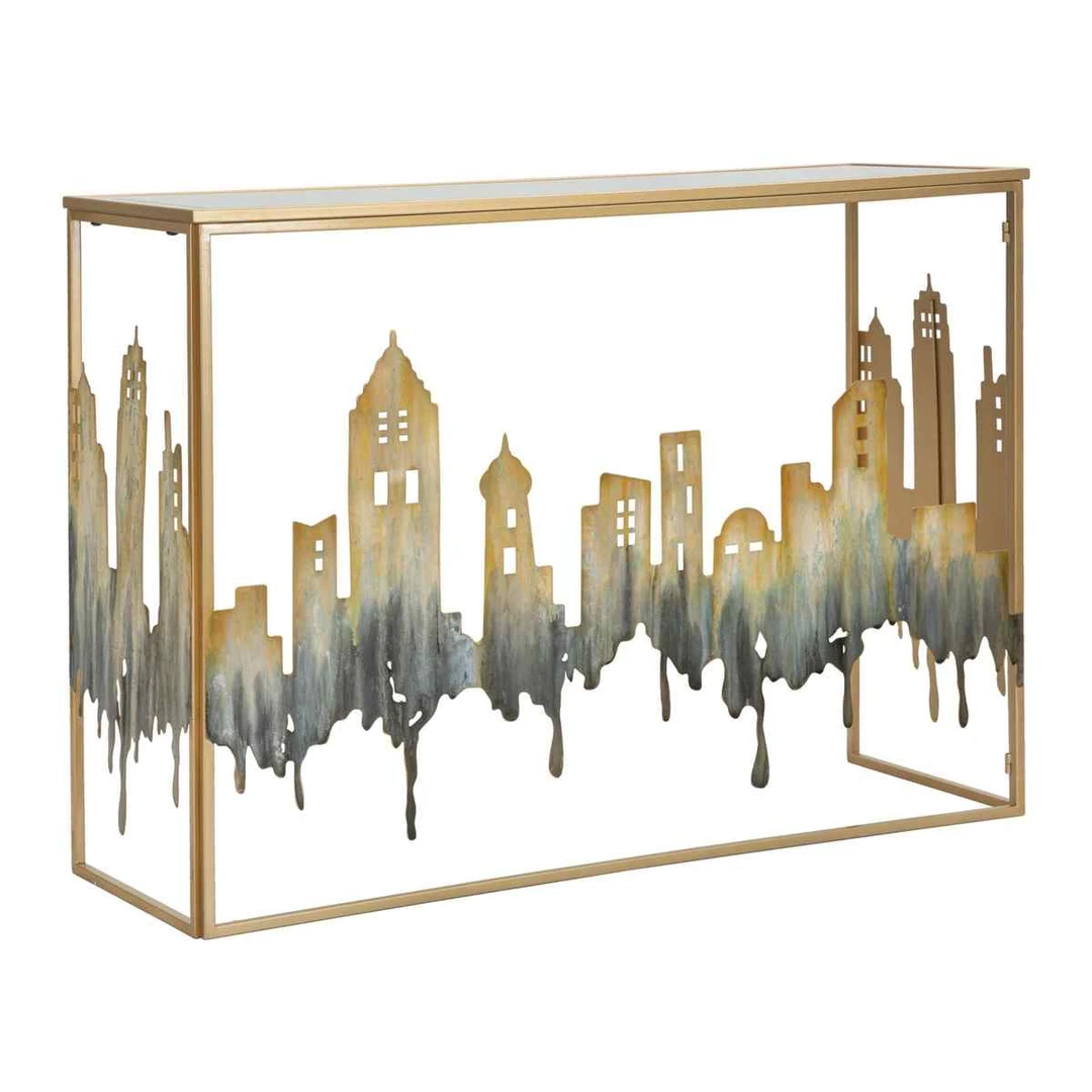Konsolė City, Auksinė, 110 × 81 × 38,5 cm - Konsolės