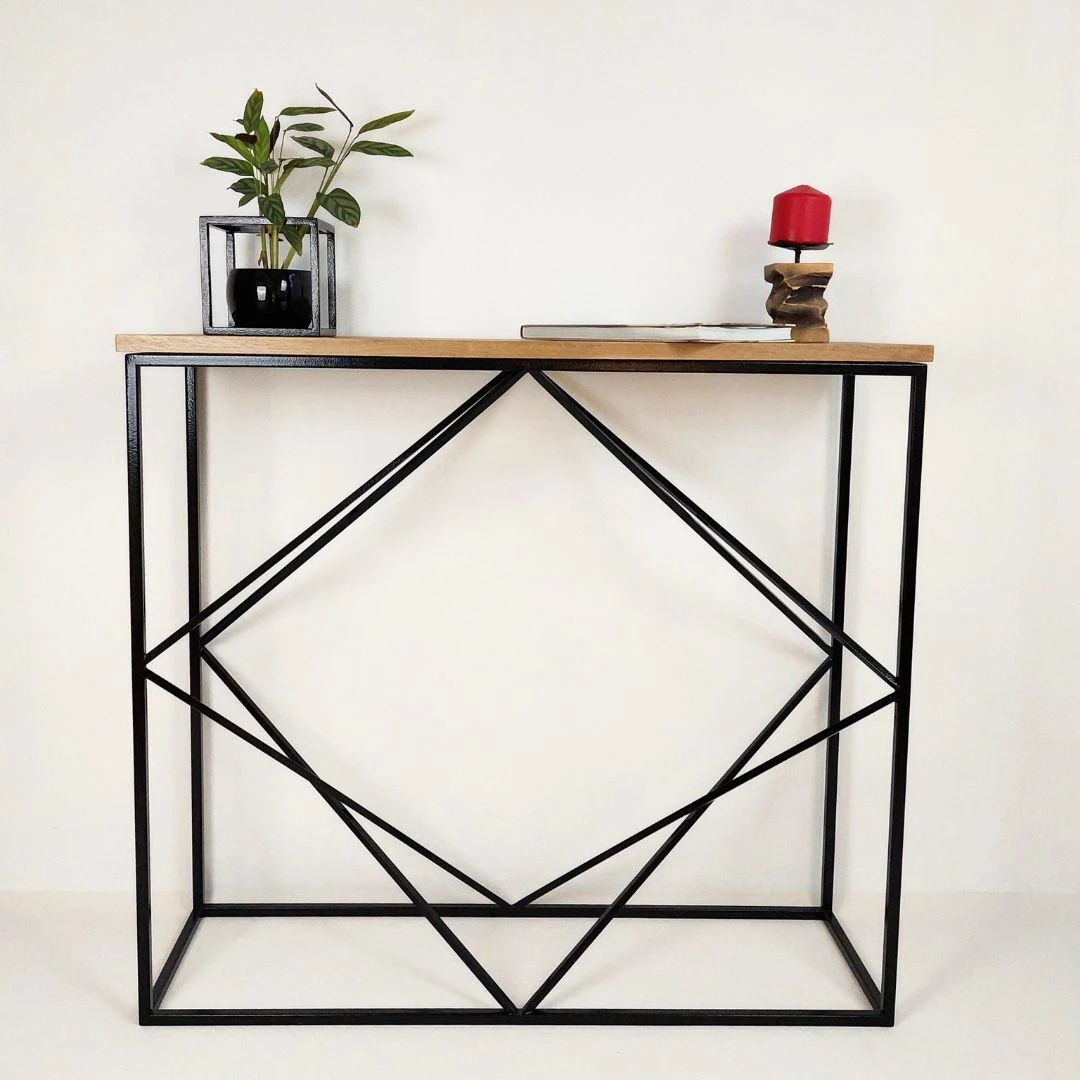 Moderni konsolė su natūraliu ąžuolu – stilingas interjero akcentas