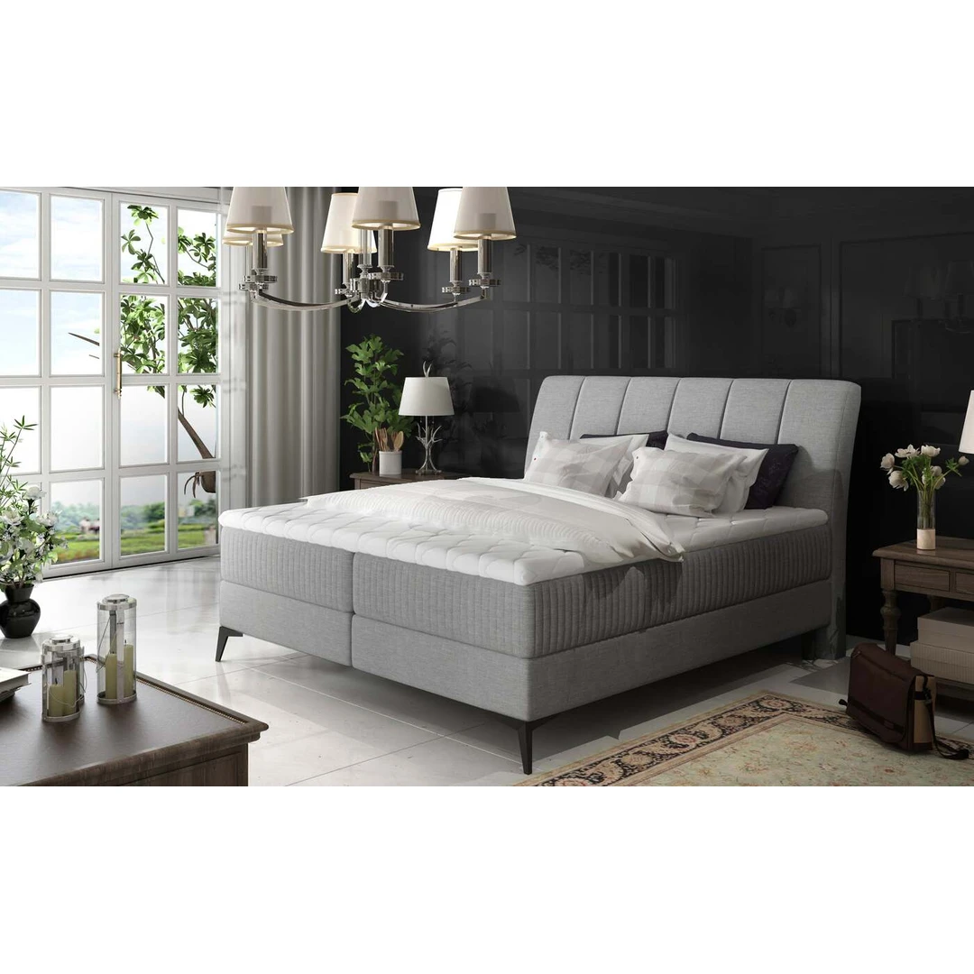 Moderni ir erdvi Boxspring EL4499 lova su funkcionaliais sprendimais