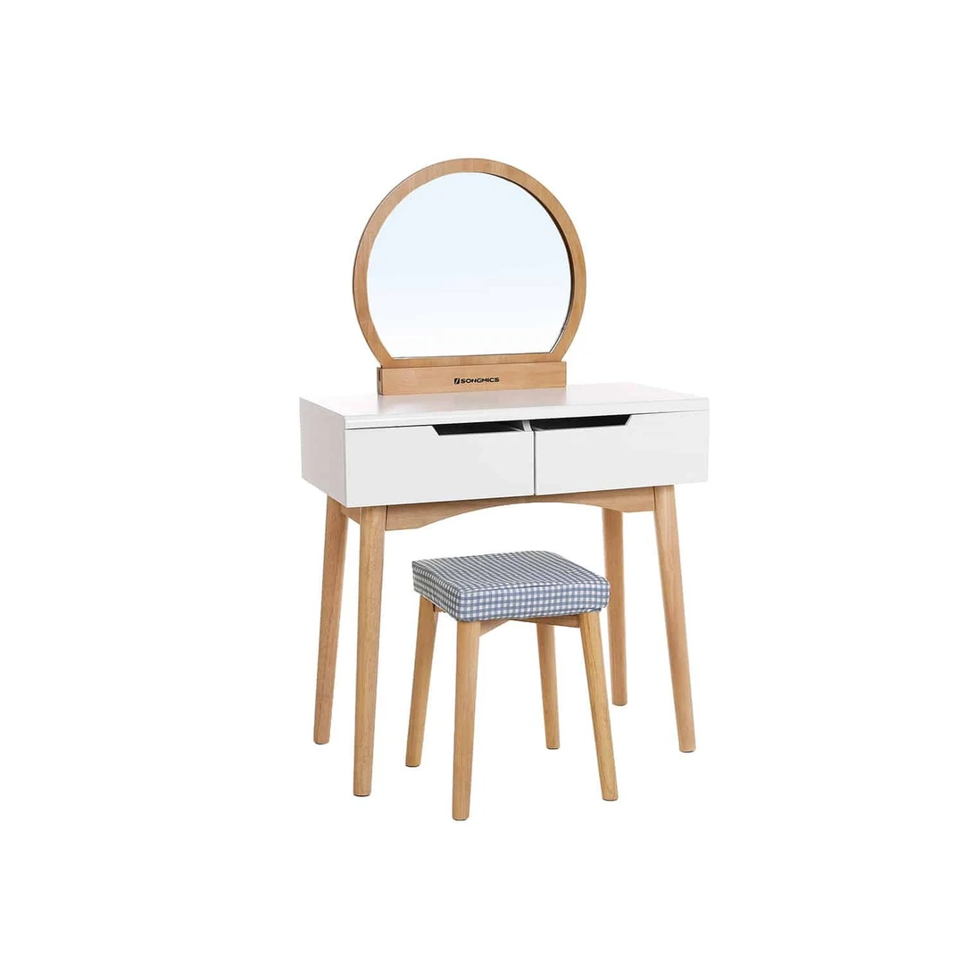 Tvirtas guminės medienos stalas su taburete