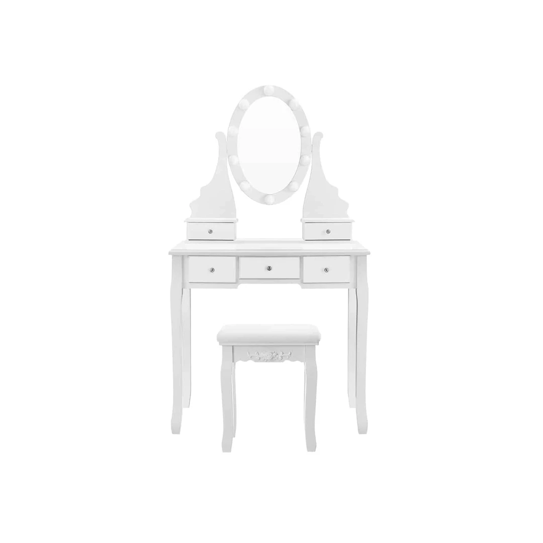 Luksusus tualetinis staliukas su veidrodžiu ir 10 lempučių