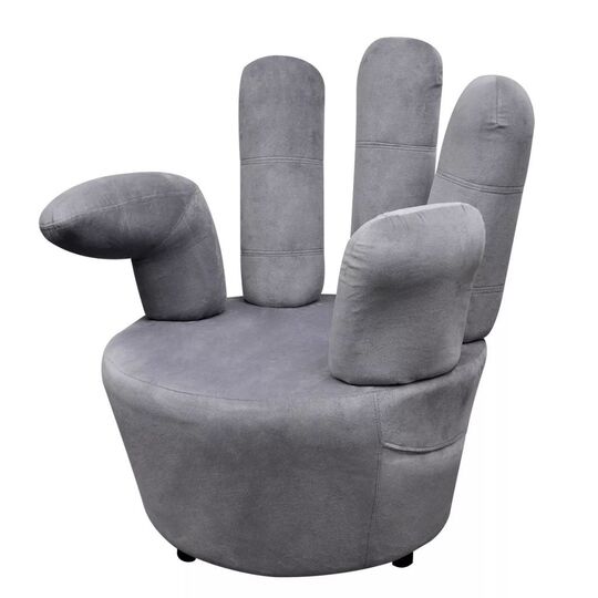 Krėslas, pilkas, plaštakos formos, aksomas - Foteliai