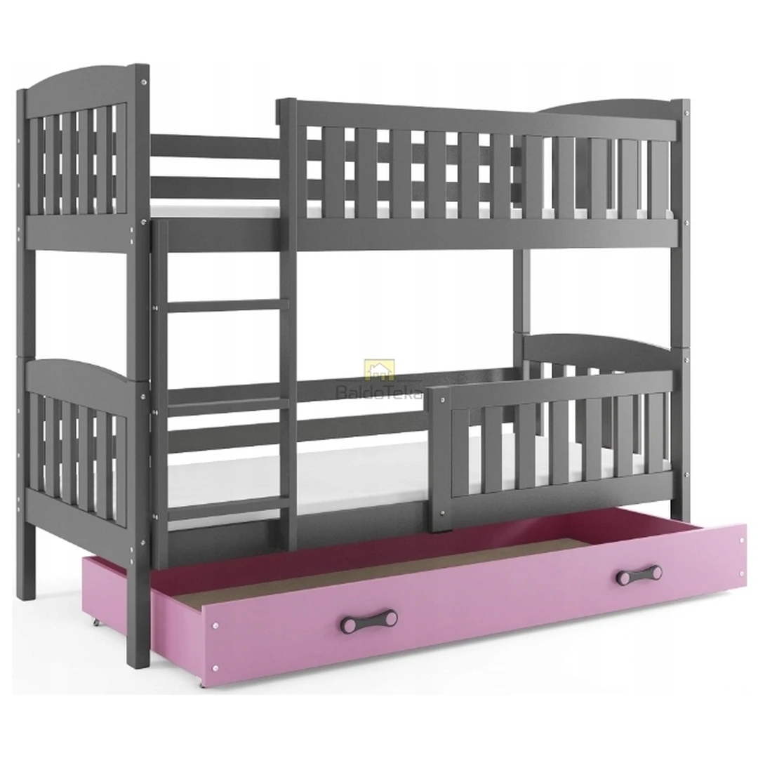 Pušies medžio vaikiška lova su poliuretano čiužiniu