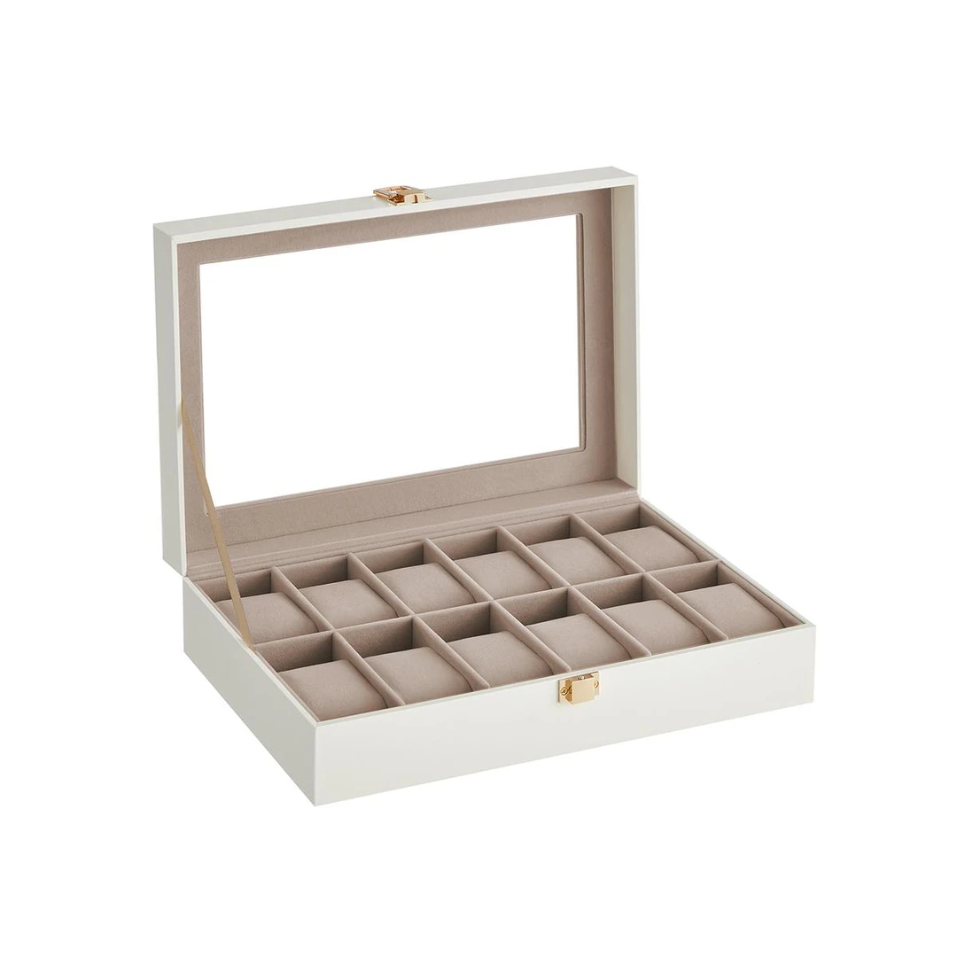 Laikrodžių dėžutė 20,2x30,2x7,8cm., baltos/kreminės spalvos - Dekoracijos