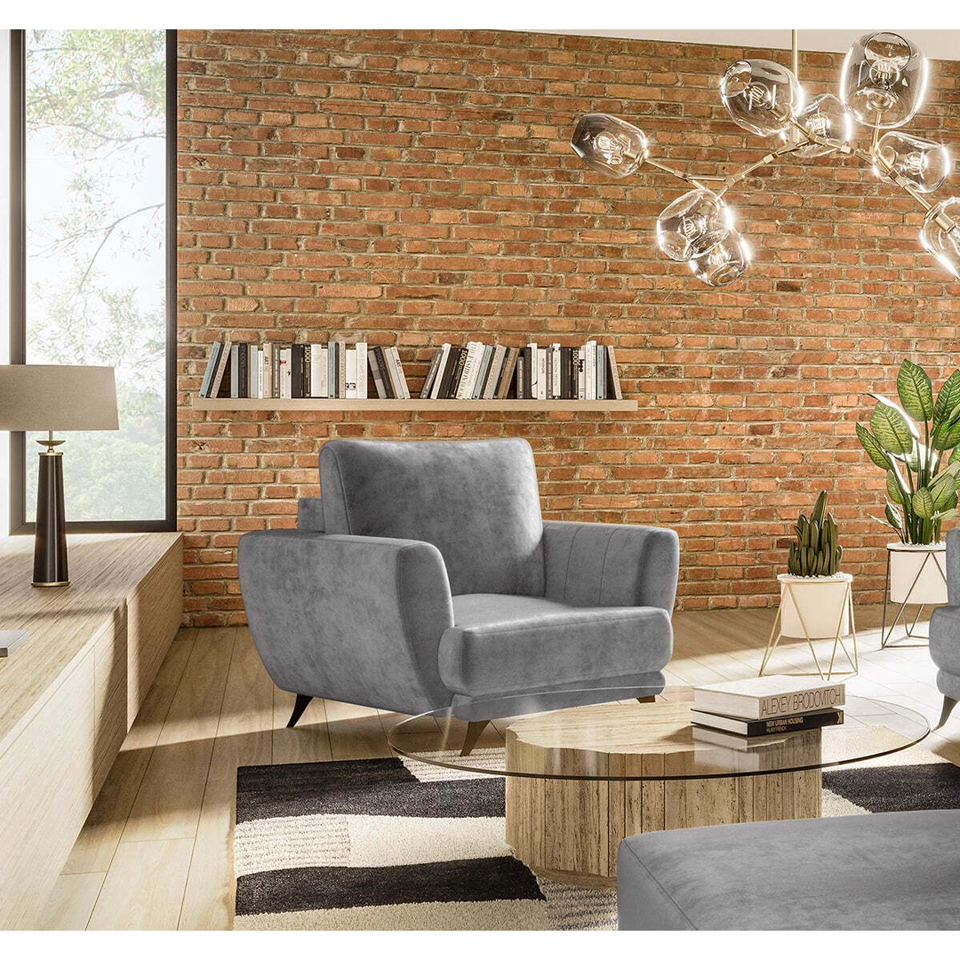 EL7389 fotelis su HR putomis ir juodo plieno kojomis