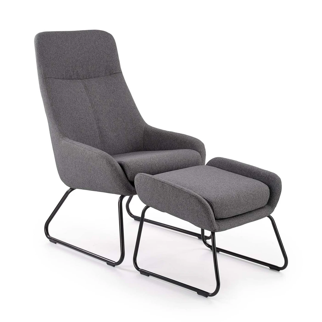 Laisvalaikio kėdė su kojų atrama, šviesiai pilka