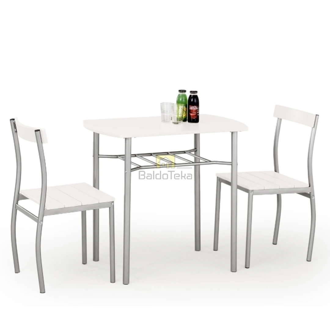 Šiuolaikiškas baltas stalas su kėdėmis – puikus sprendimas jūsų erdvei