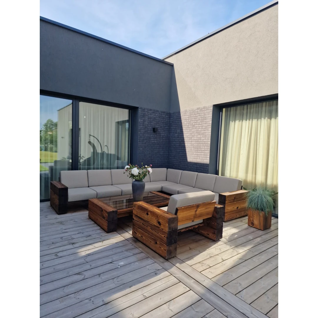 Lauko baldai ¦ TIMBER Kampinės sofos komplektas D-1 - Lauko baldų komplektai