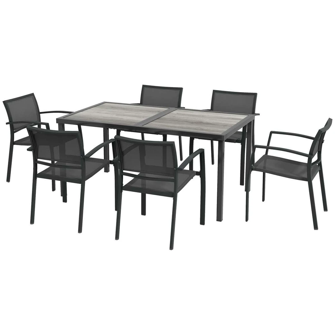Lauko baldų komplektas, 1 stalas ir 6 kėdės, 150 × 87 × 72 cm - Lauko baldų komplektai