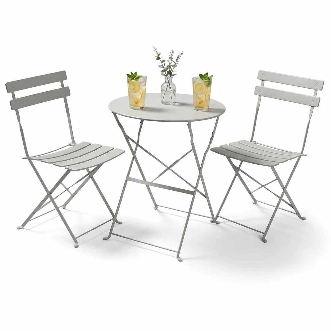 Lauko baldų komplektas ORION, 2 kėdės ir apvalus stalas, pilkos spalvos - Lauko baldų komplektai