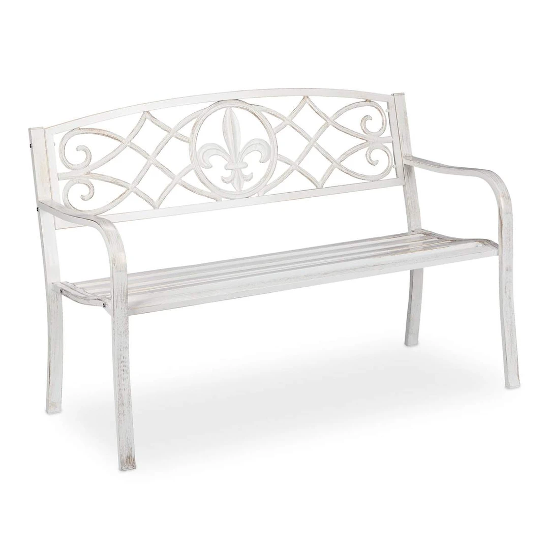 Lauko sodo suoliukas Relaxdays, 2 vietos, Balta, 127 × 86 × 57 cm - Suolai, daiktadėžės