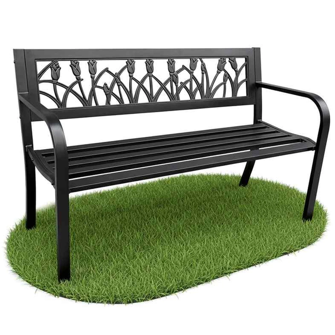 Lauko suolas LISSA, juodos spalvos, 124 × 75 × 50 cm - Suolai, daiktadėžės