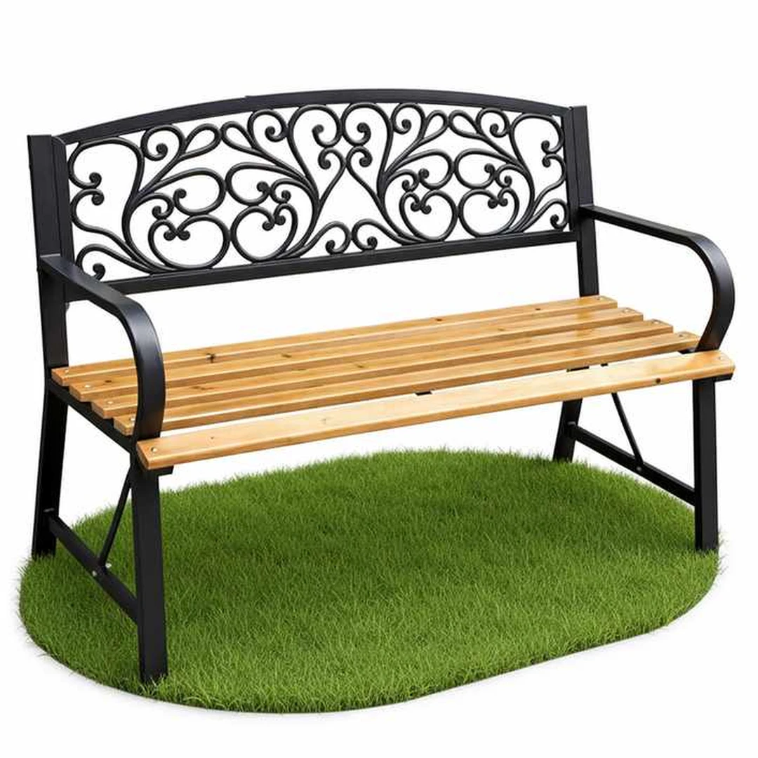 Lauko suolas NERINA, juodos spalvos, 118 × 87 × 51,5 cm - Suolai, daiktadėžės
