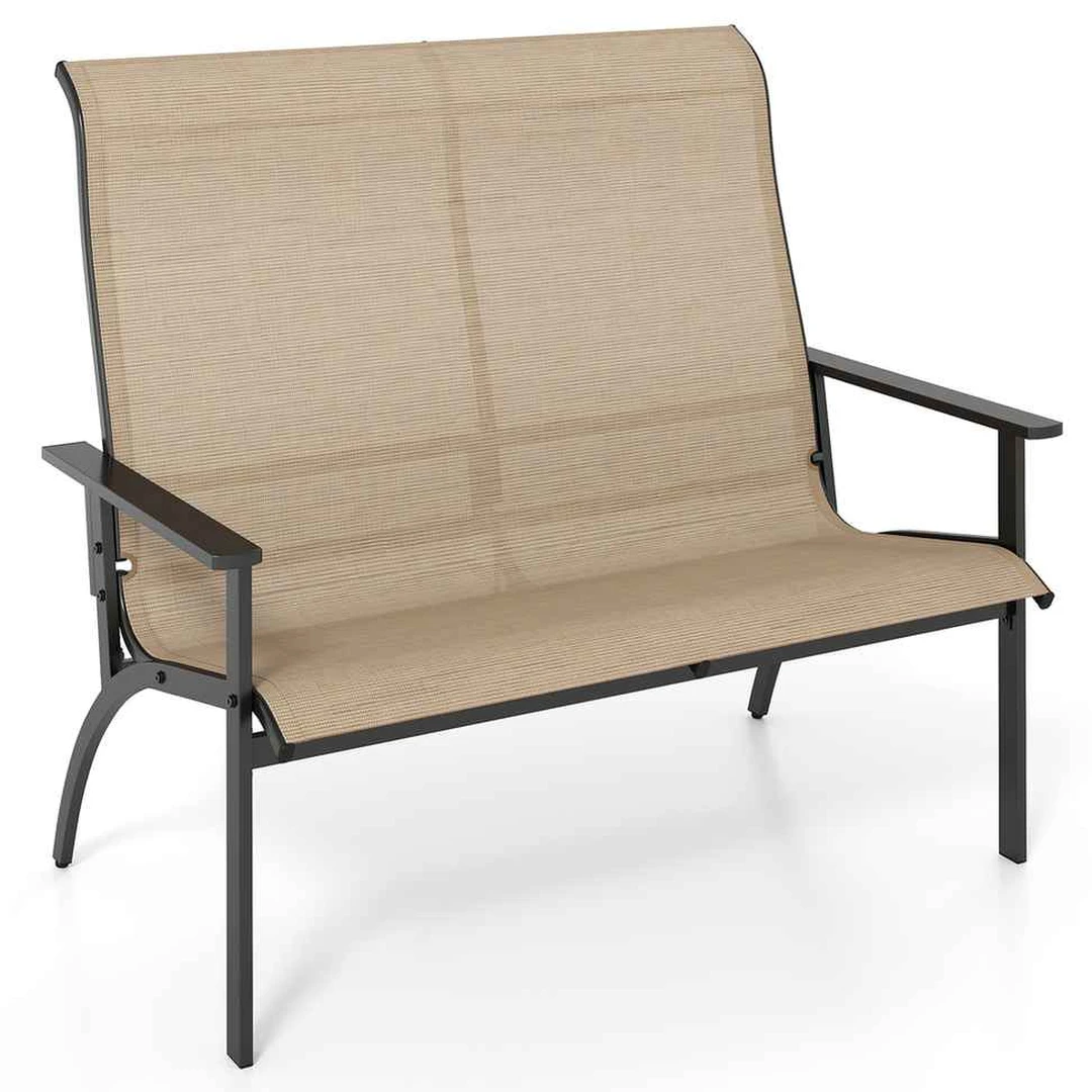Lauko suoliukas, 2 vietų, Rudas, 120 × 106 × 81 cm - Suolai, daiktadėžės