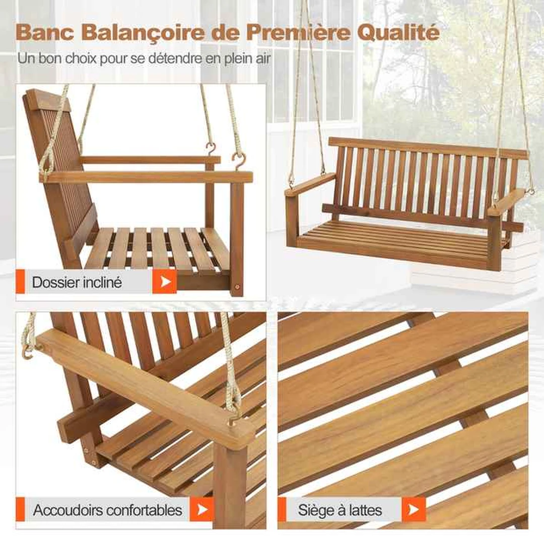 Lauko sūpynės, 2 pakabinimo virvės, 129,5 × 63,5 × 57,2 cm - Supamieji krėslai, supynės