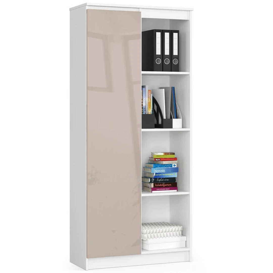 Stylish White & Cappuccino Office Bookcase with 8 Shelves