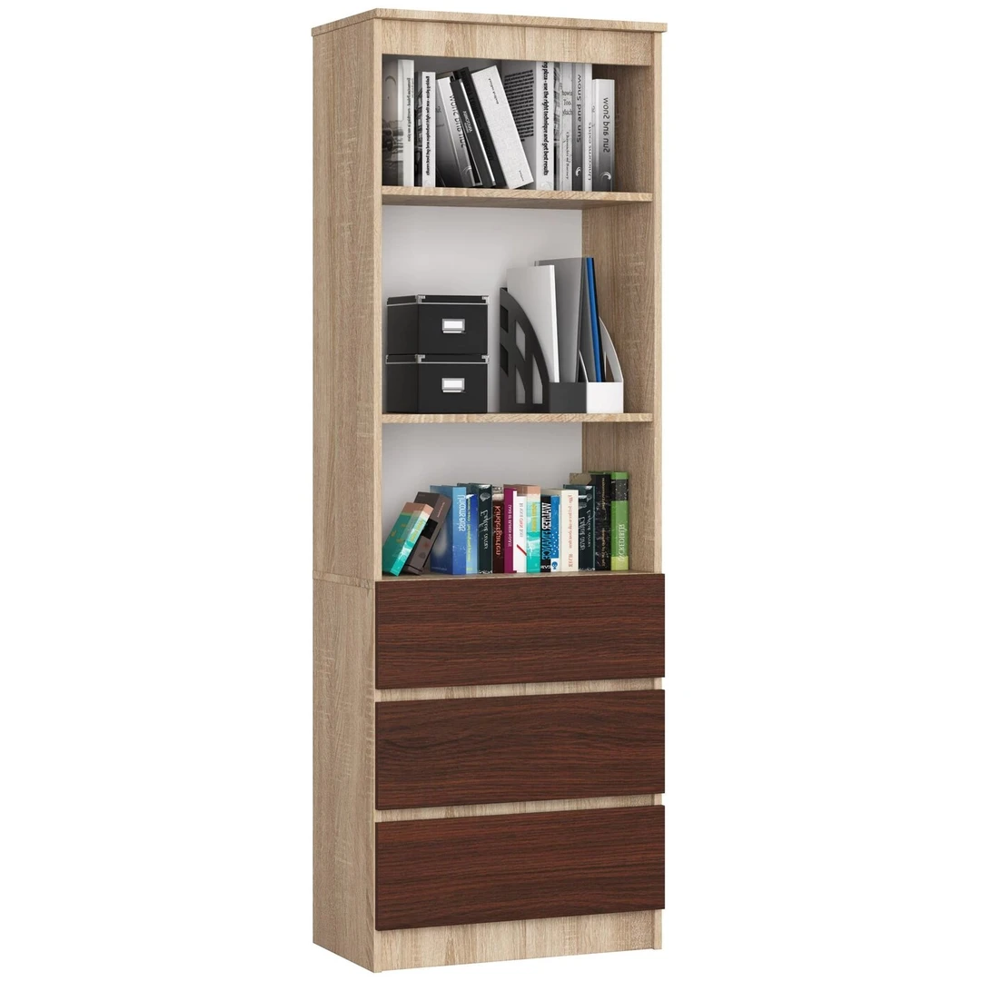 Moderni knygų spinta iš laminuotos plokštės su 3 lygių lentyna