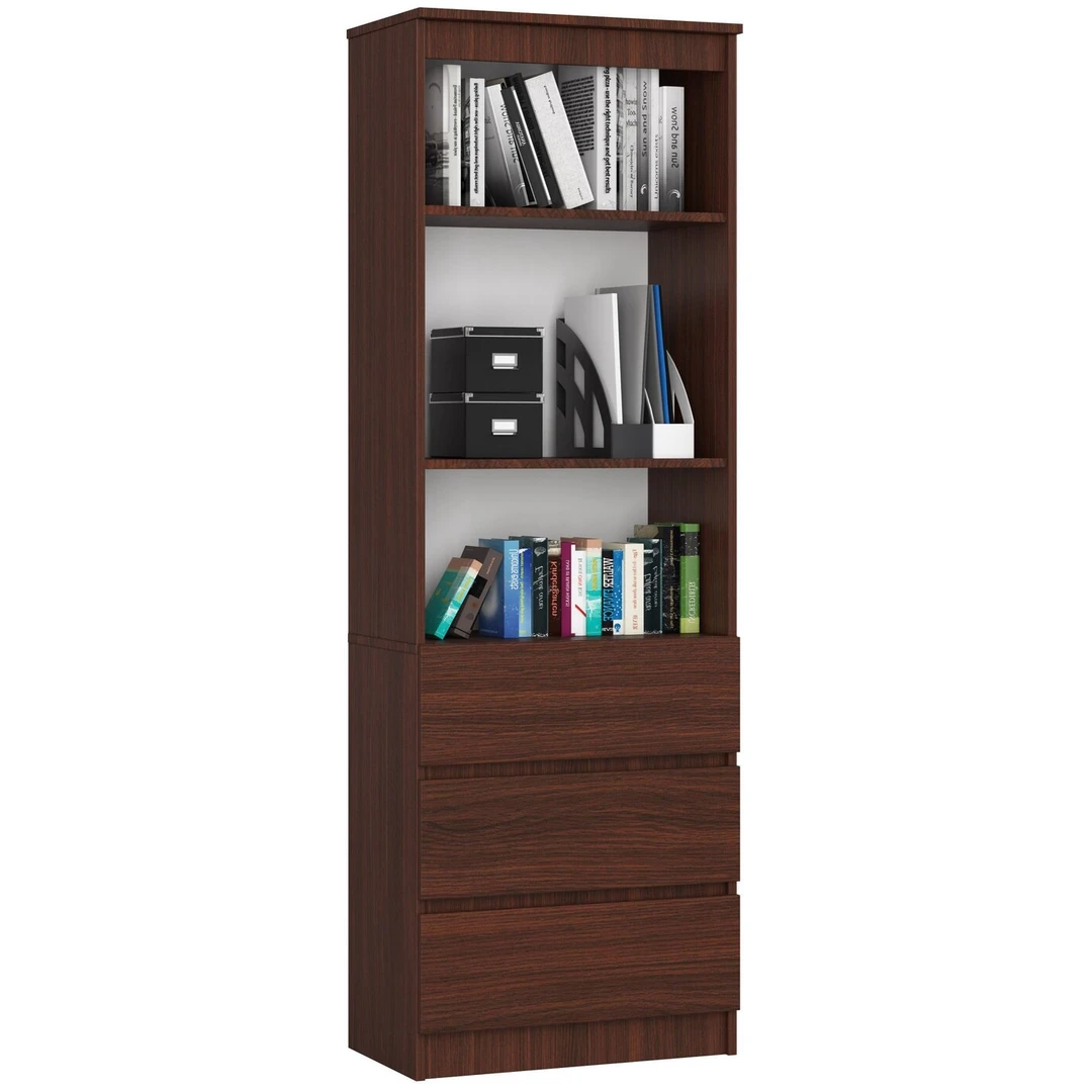 Laminuota knygų spinta su 3 lygių reguliuojama lentyna