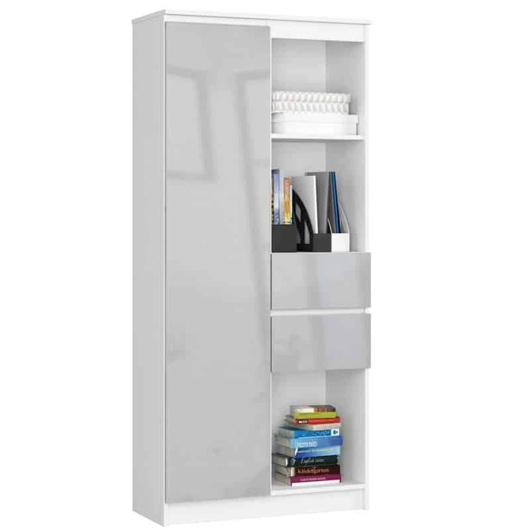 Stilinga knygų spinta su 6 lentynomis ir atsparia daliui plokšte