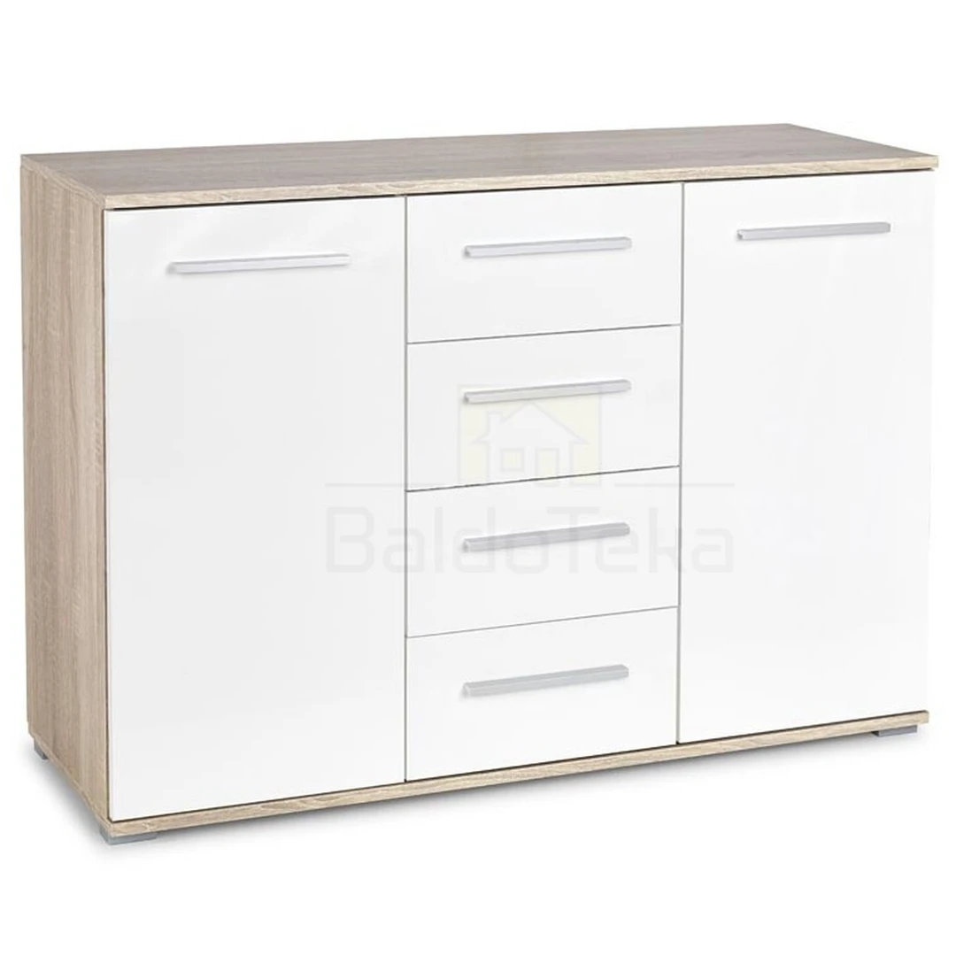 Šviesaus ąžuolo sonoma ir baltos blizgios spalvos LMDP spinta