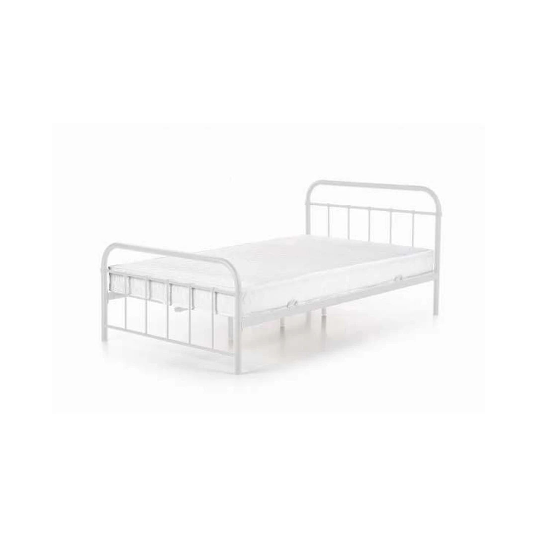 Balta milteliais dengta lova su 120x200 cm čiužiniu