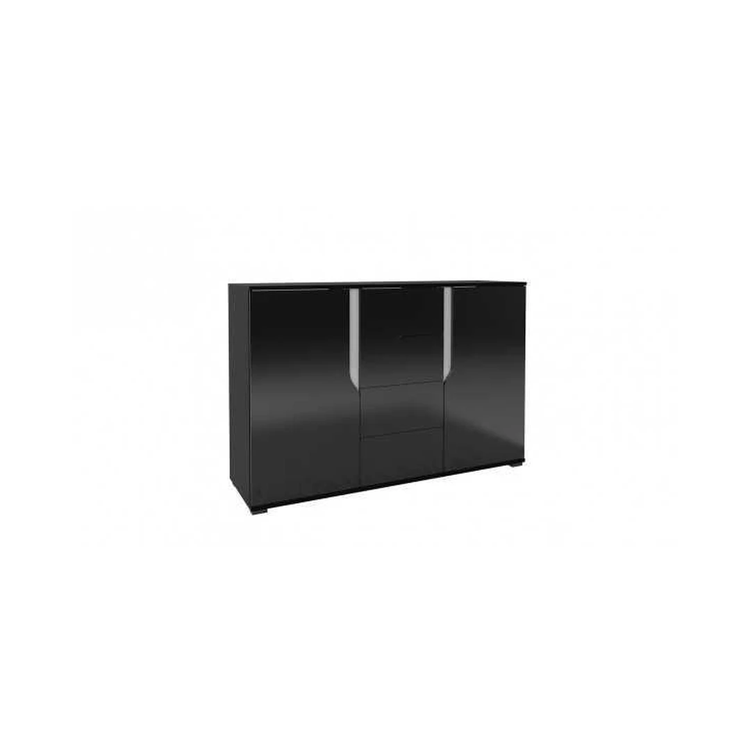 Elegantiška juoda komoda su blizgiu priekiu