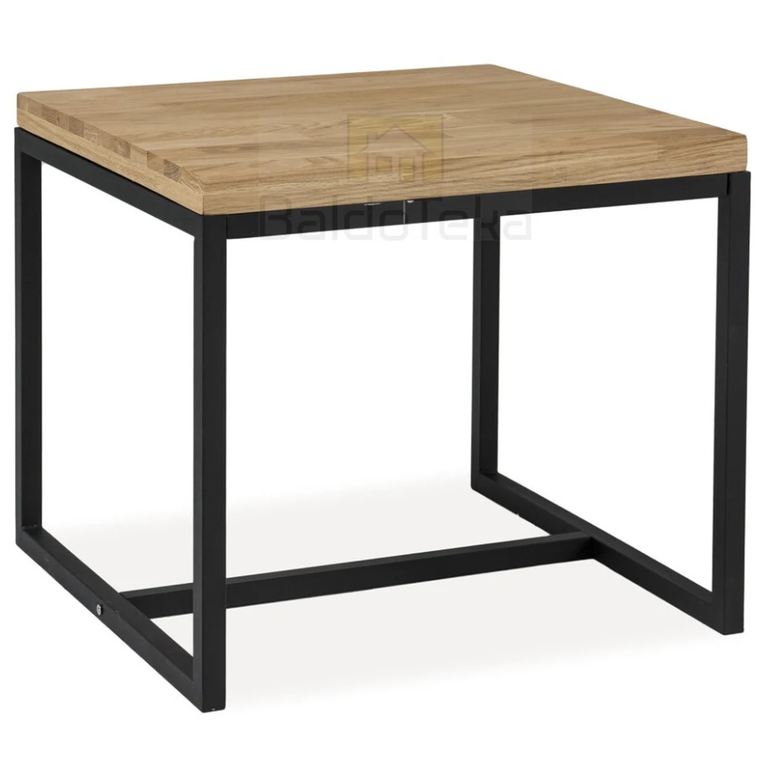 Įspūdingas ąžuolo ir juodos spalvos stalas su metalo detalėmis