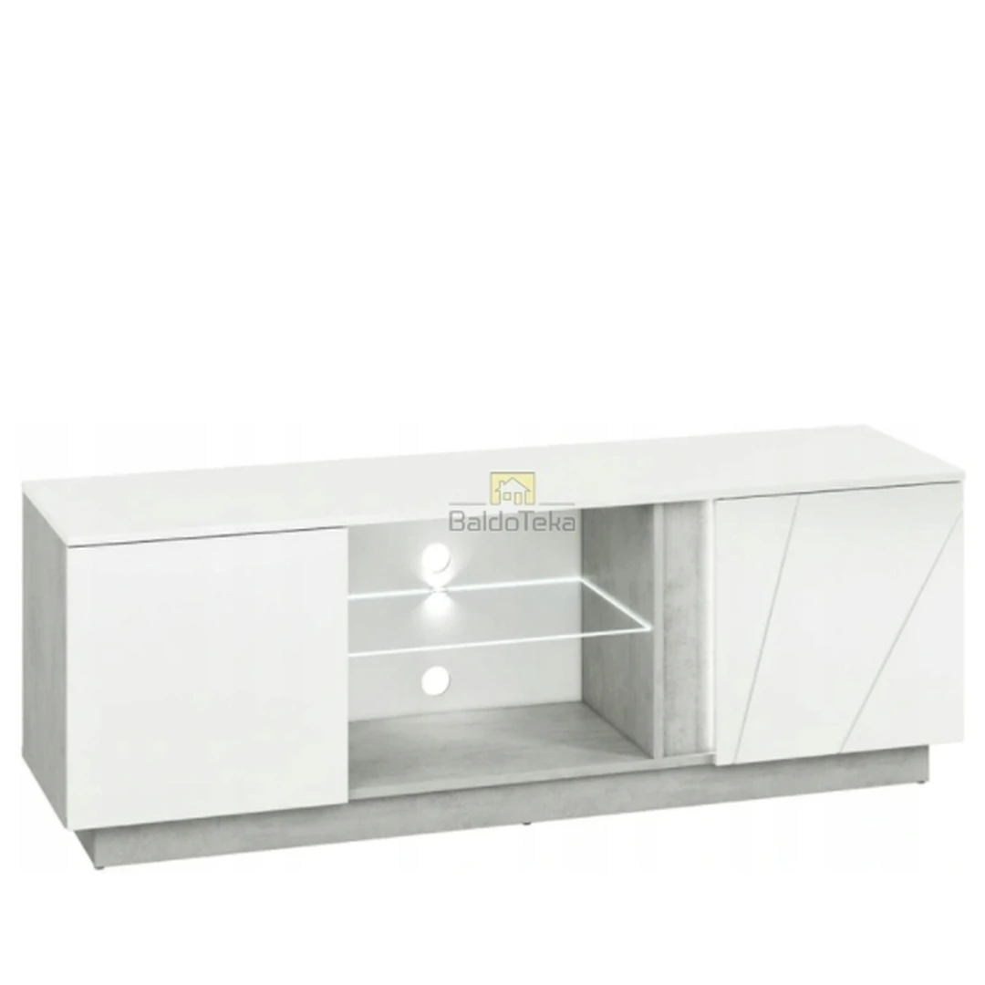 Šiuolaikiška baltos ir pilkos spalvos spinta su apšvietimu