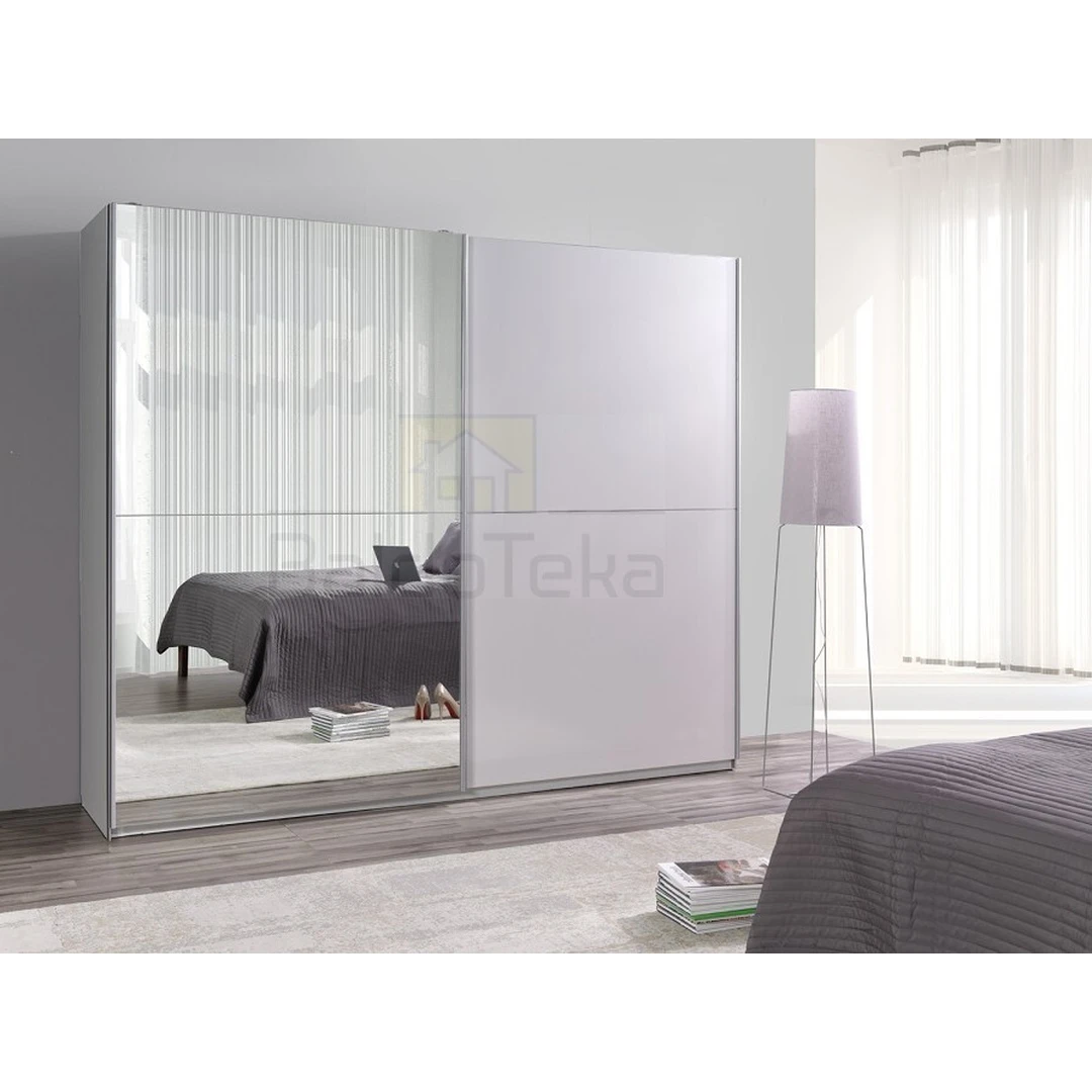 Stilinga baltų spalvų spinta su veidrodžiu