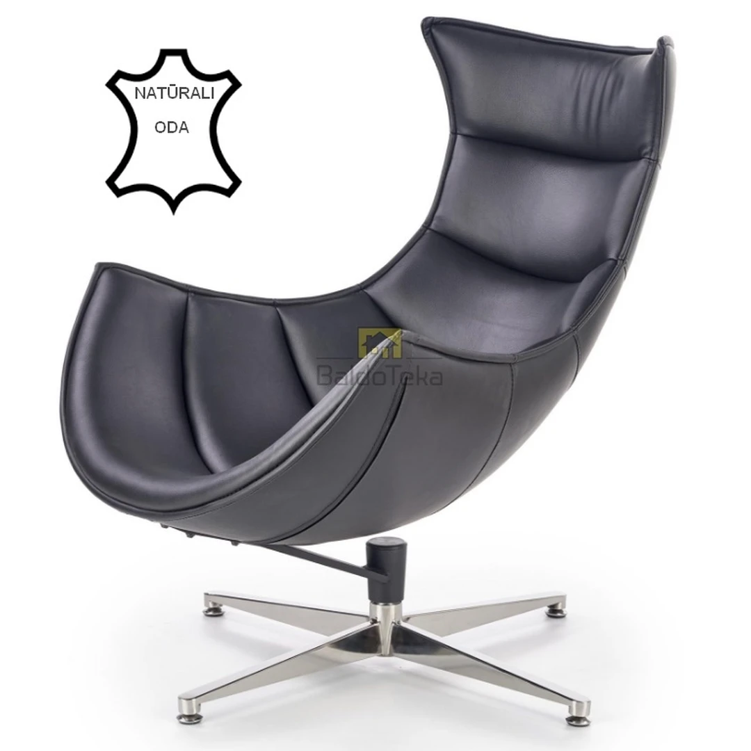 Premium juodos spalvos odiniai kėdės su reguliuojama aukšte