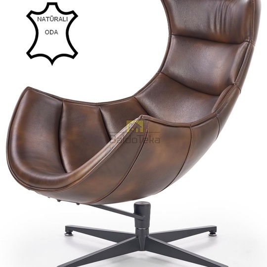 LUXOR (tamsiai rudas) hl natūralios odos fotelis - Foteliai