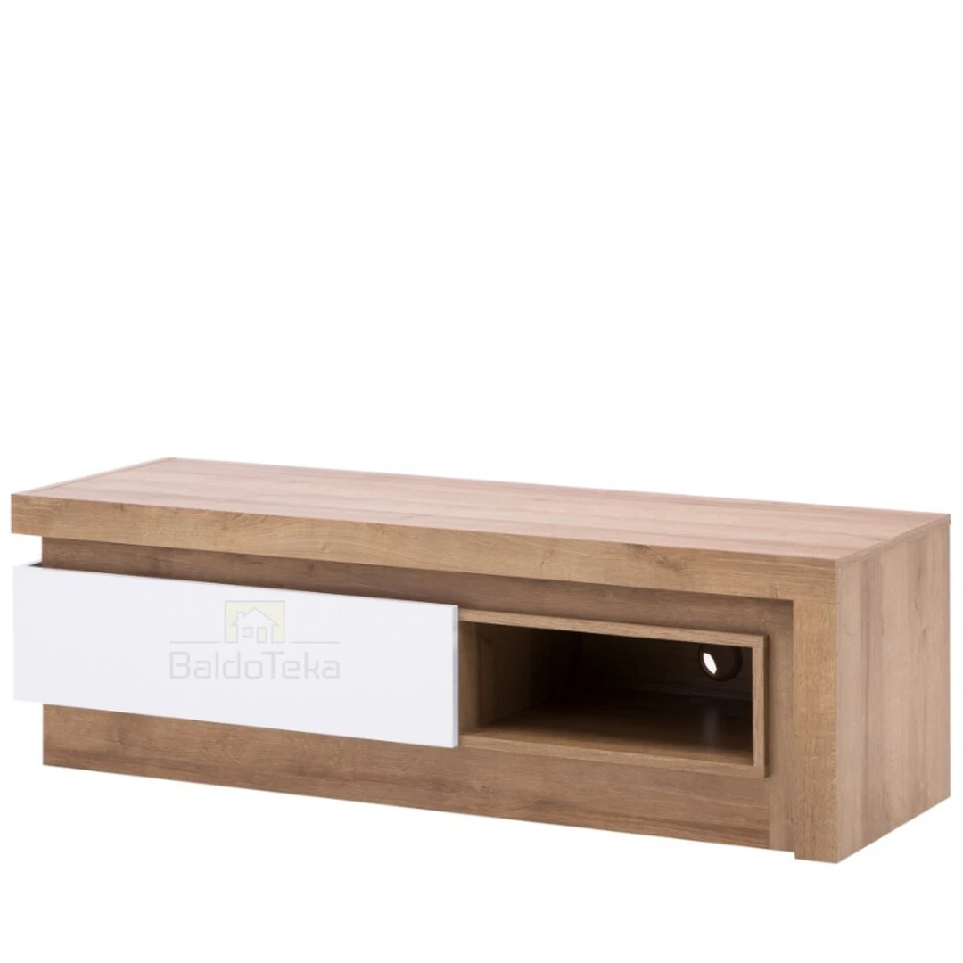 Šviesaus ąžuolo ir baltos blizgios spalvos spinta LYON 1