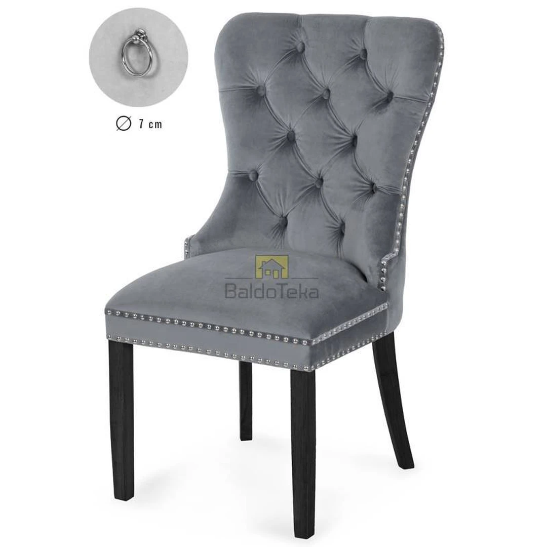 Pilka BL14 kėdė MADAME su aksominiu audiniu