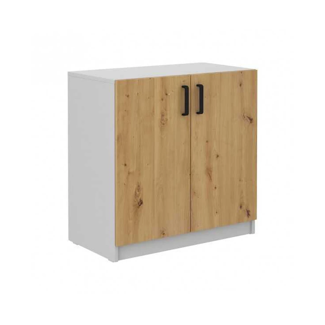 Elegantiškas spintelė šviesiai pilka su ąžuolo efektu