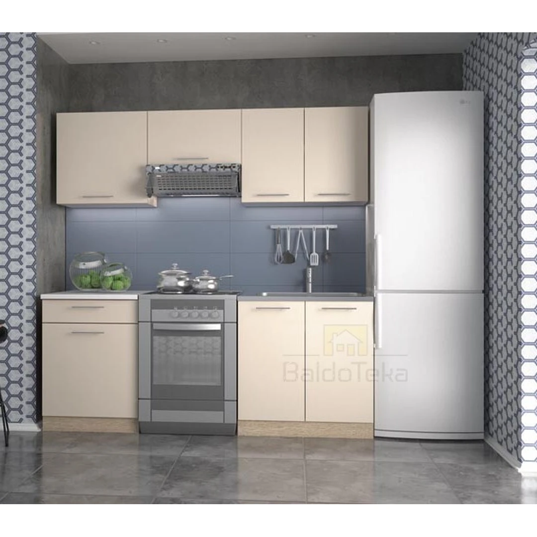 Šviesaus ąžuolo stalas su matiniu wanilla stalviršiu