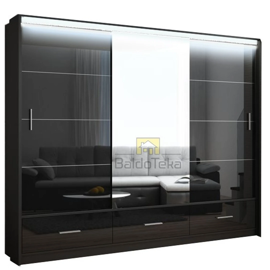 Moderni spintos veidrodinė spinta su apšvietimu