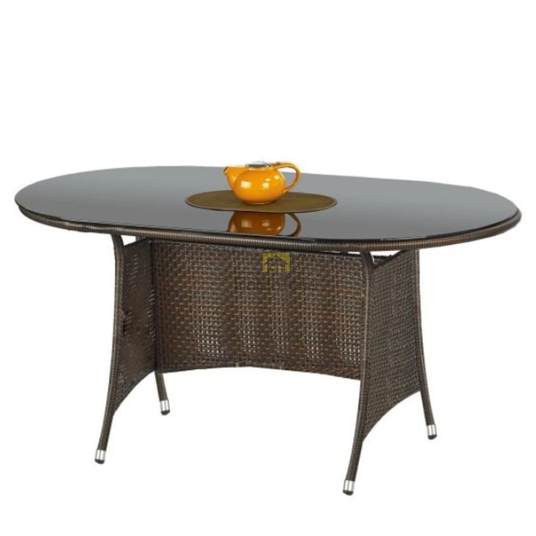 Premium stalas MASTER su grūdintu stiklu ir sintetiniu ratanu