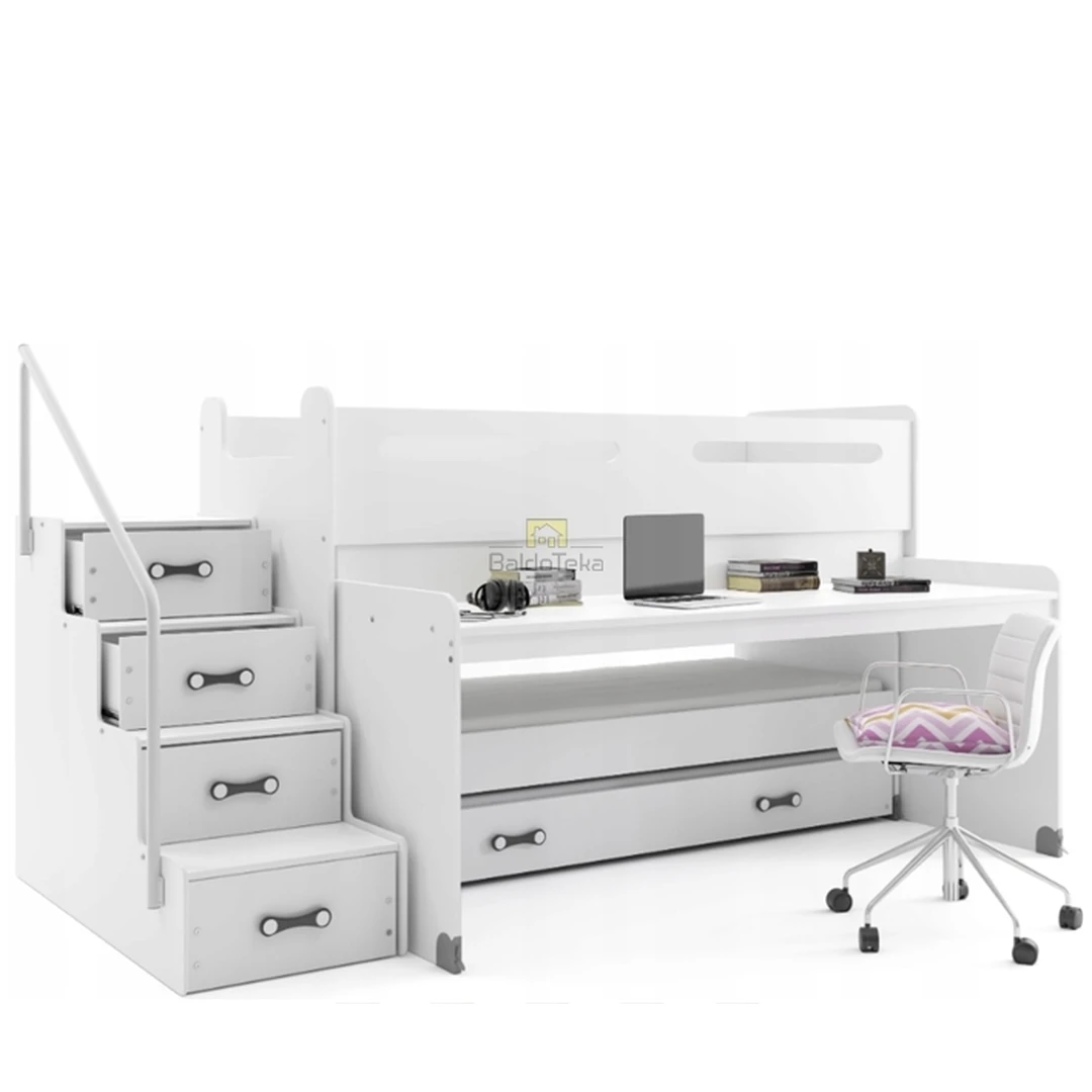 Ergonomiškas vaikų kambario komplektas su 3 čiužiniais ir rašomuoju stalu