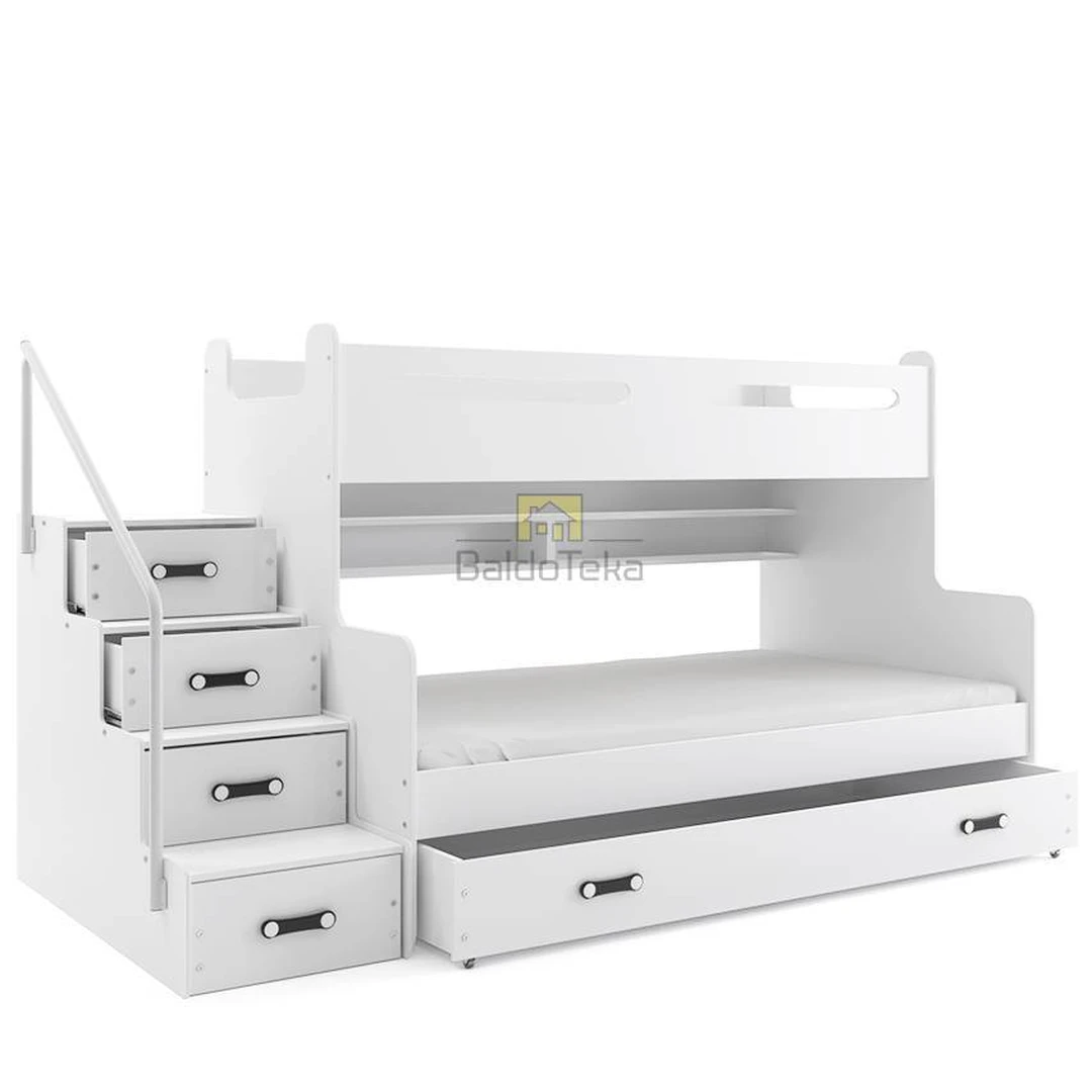 Ergonomiškas lovų komplektas su čiužiniais ir laiptais